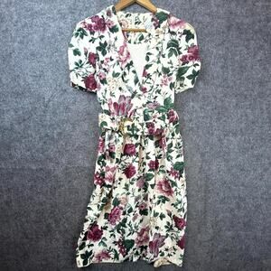 Vintage SL Fashions Dress Womens 10 Secretary‎ 80s Garden Party Romantic Cottage